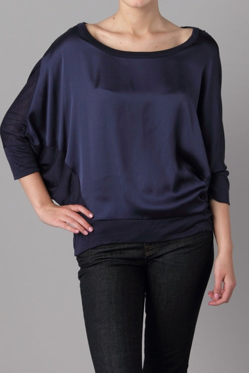 3-4 Sleeve Satin Top